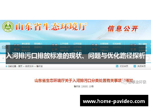 入河排污口排放标准的现状、问题与优化路径探析